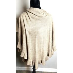 Karen Scott Women's Cape/Poncho Tan Ruffly Cozy Warmth Sz L/XL